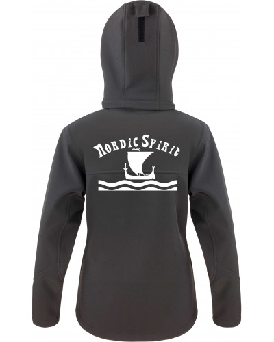Bestickte Damen Softshell Kapuzenjacke (Nordic Spirit)