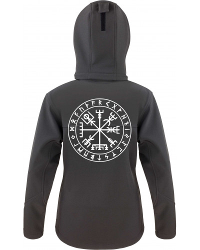 Bestickte Damen Softshell Kapuzenjacke (Vegvisir)