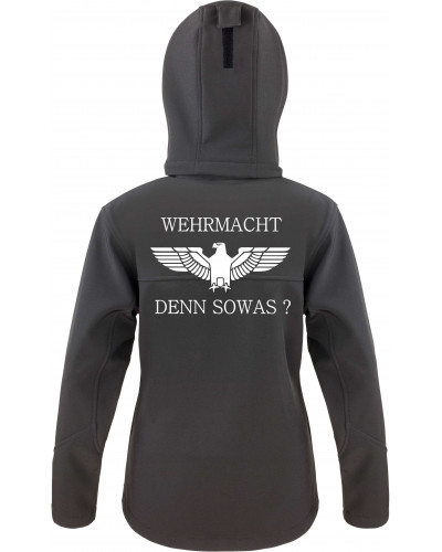 Bestickte Damen Softshell Kapuzenjacke (Wehrmacht denn sowas)