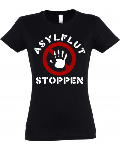 Damen T-Shirt (Asylflut stoppen)