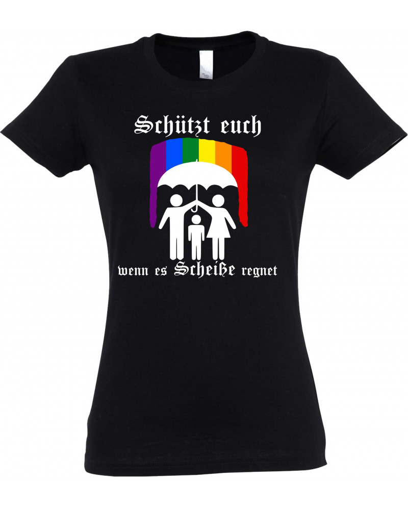 Damen T-Shirt (Schützt euch wenn es Scheiße regnet)