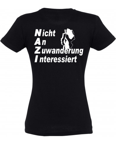 Damen T-Shirt (Nicht an Zuwanderung interessiert, Fahne)