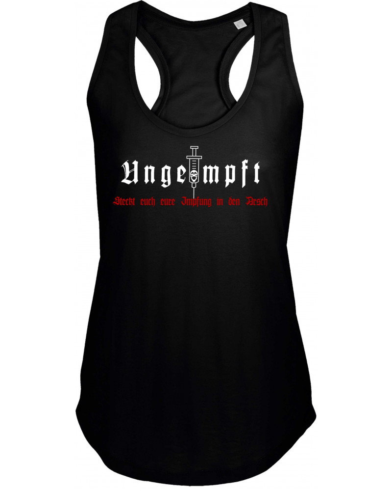 Damen Top "Jörd" (Ungeimpft, Steckt euch eure Impfung in den Arsch)