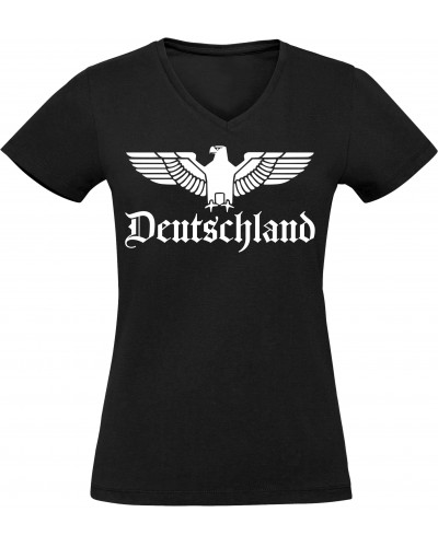 Damen V-Ausschnitt T-Shirt (Adler, Deutschland)