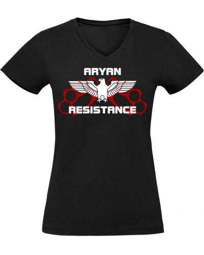 Damen V-Ausschnitt T-Shirt (Aryan Resistance)