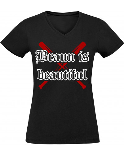 Damen V-Ausschnitt T-Shirt (Braun is beautiful)