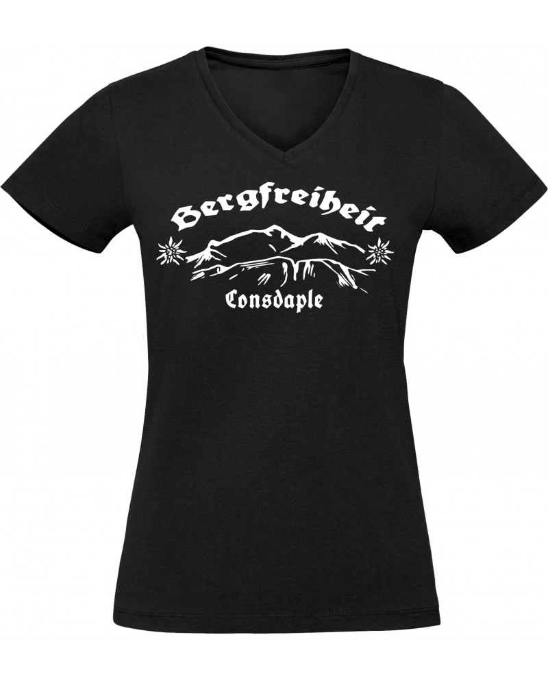 Damen V-Ausschnitt T-Shirt (Consdaple, Bergfreiheit)