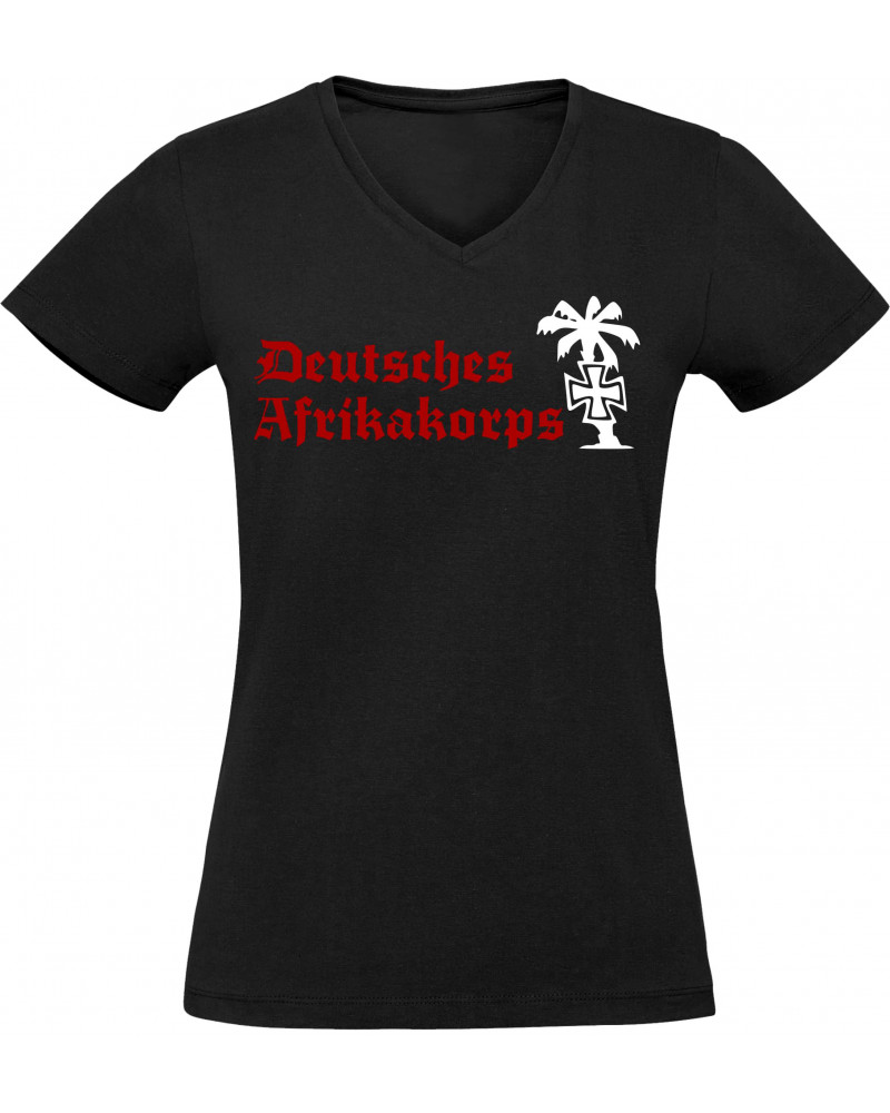 Damen V-Ausschnitt T-Shirt (Deutsches Afrikakorps)