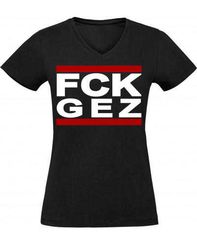 Damen V-Ausschnitt T-Shirt (FCK GEZ)