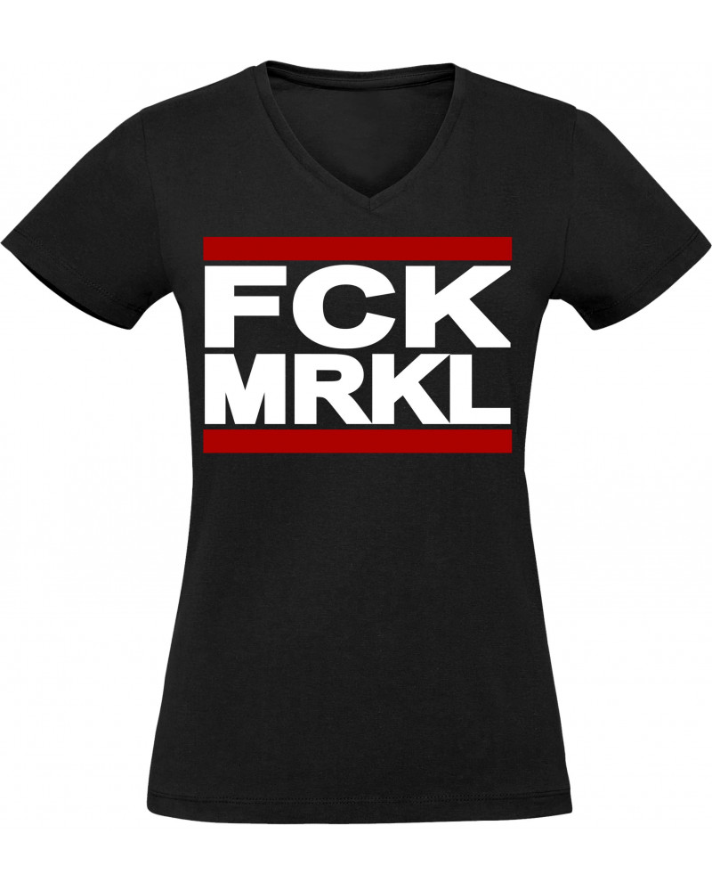 Damen V-Ausschnitt T-Shirt (FCK MRKL)