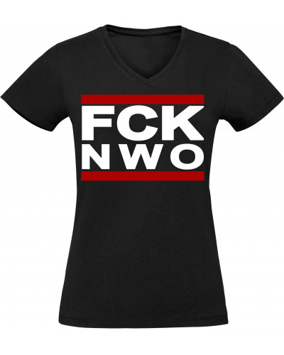 Damen V-Ausschnitt T-Shirt (FCK NWO)