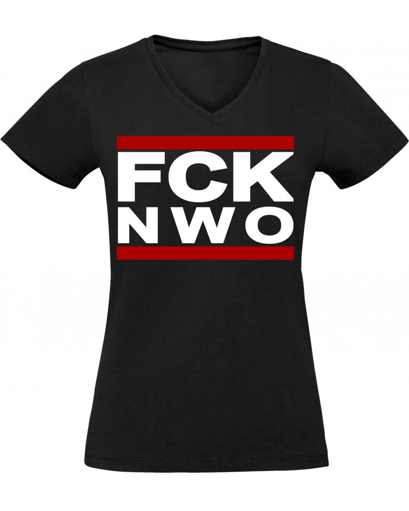 Damen V-Ausschnitt T-Shirt (FCK NWO)