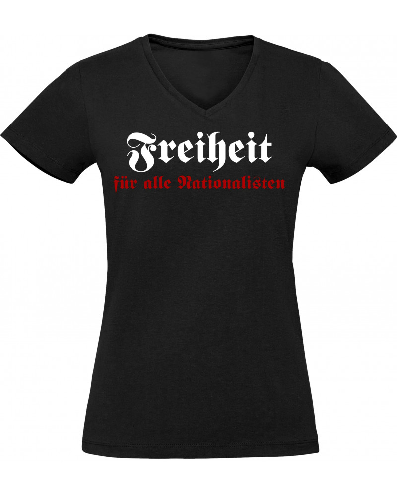 Damen V-Ausschnitt T-Shirt (Freiheit)