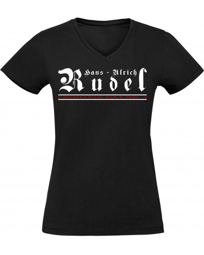 Damen V-Ausschnitt T-Shirt (Hans - Ulrich Rudel, Frontsoldat Nr 1)