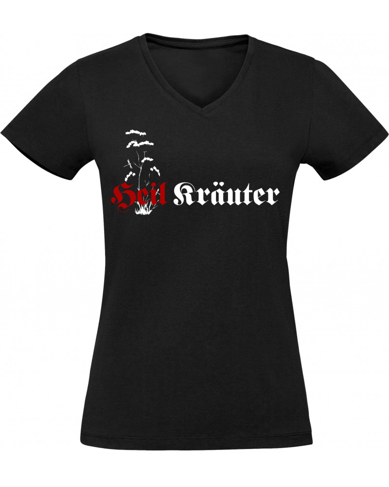 Damen V-Ausschnitt T-Shirt (Heil Kräuter)