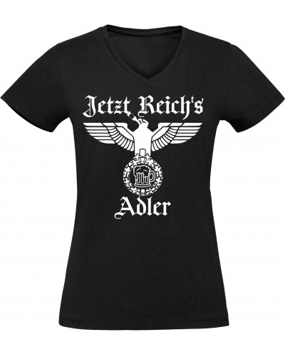 Damen V-Ausschnitt T-Shirt (Jetzt Reichs Adler)