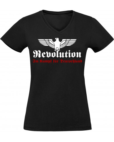 Damen V-Ausschnitt T-Shirt (Revolution Deutschland)