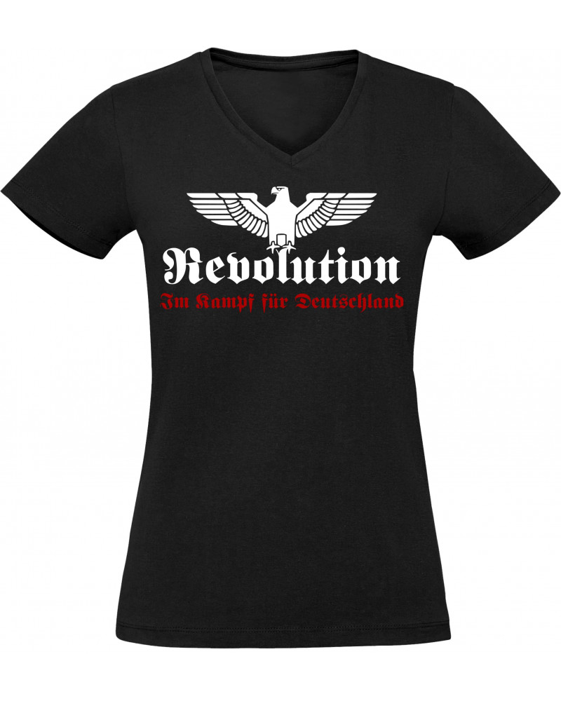 Damen V-Ausschnitt T-Shirt (Revolution Deutschland)