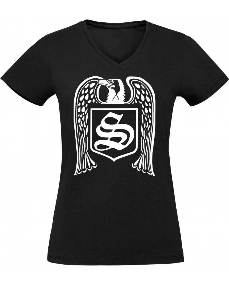 Damen V-Ausschnitt T-Shirt (Skrewdriver, Adler)