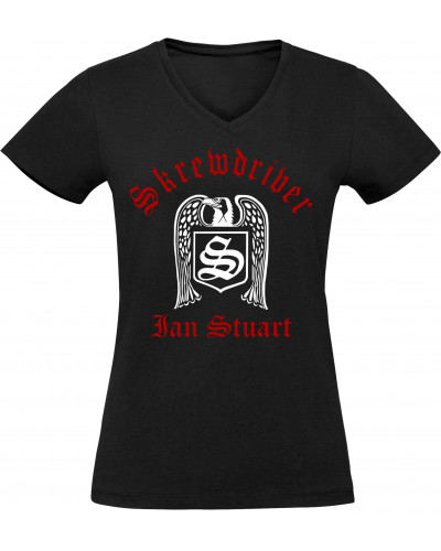 Damen V-Ausschnitt T-Shirt (Skrewdriver, Ian Stuart)