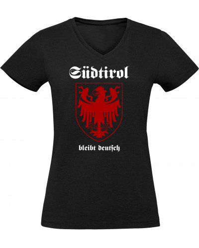 Damen V-Ausschnitt T-Shirt (Südtirol bleibt deutsch)