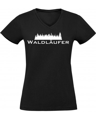 Damen V-Ausschnitt T-Shirt (Waldläufer)