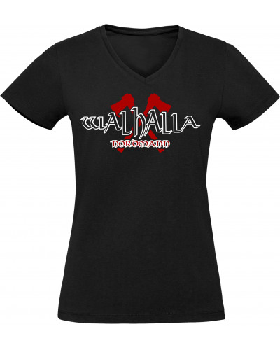 Damen V-Ausschnitt T-Shirt (Walhalla, Nordmann)