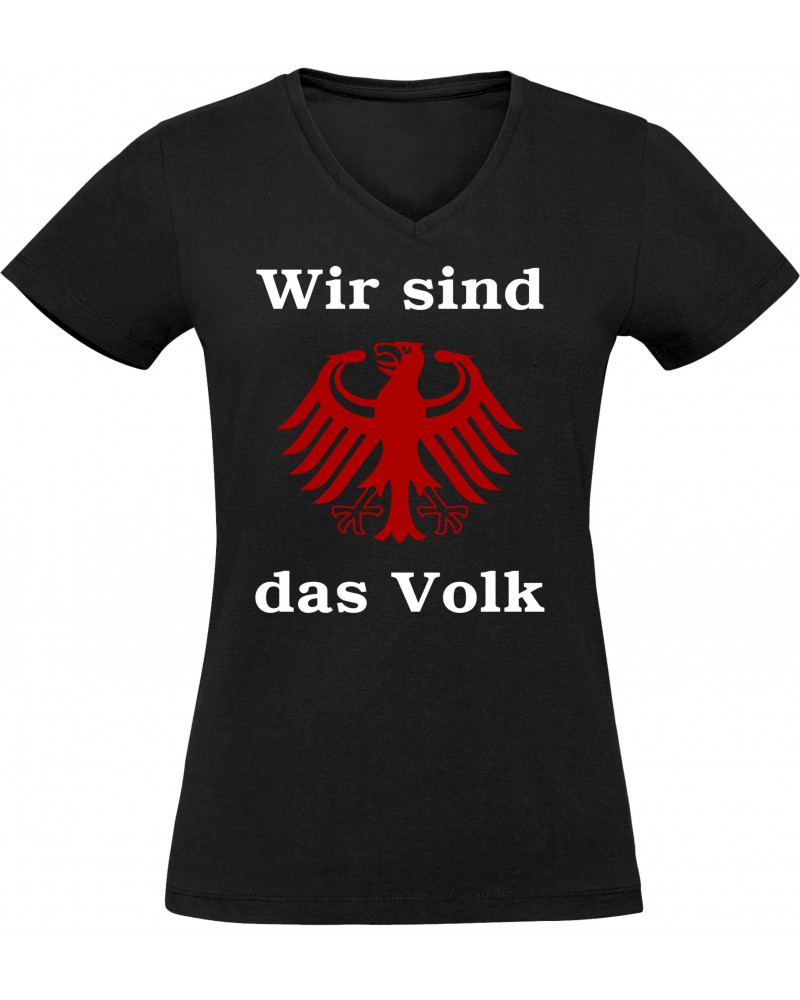 Damen V-Ausschnitt T-Shirt (Wir sind das Volk)