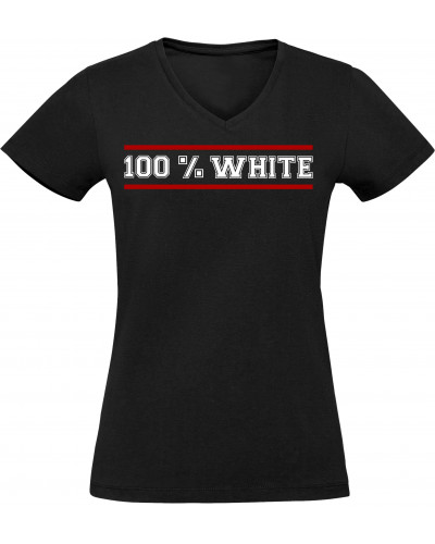 Damen V-Ausschnitt T-Shirt (100% White)