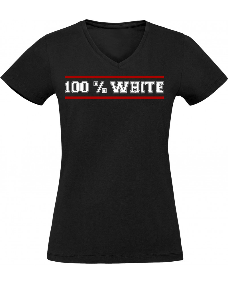 Damen V-Ausschnitt T-Shirt (100% White)