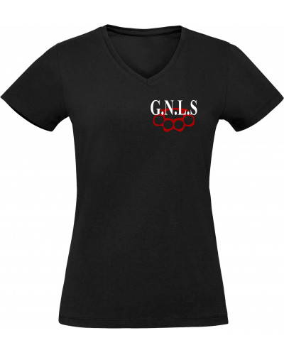 Damen V-Ausschnitt T-Shirt (GNLS, Schlagring)