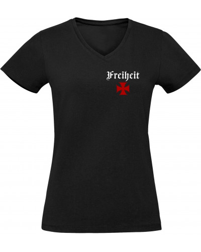 Damen V-Ausschnitt T-Shirt (Heute tolerant morgen fremd im eigenen Land)