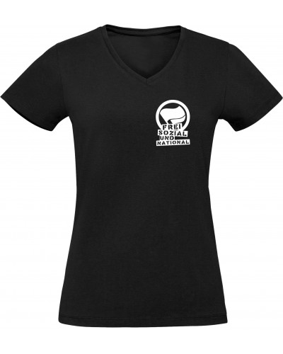 Damen V-Ausschnitt T-Shirt (Komm zur Revolution)
