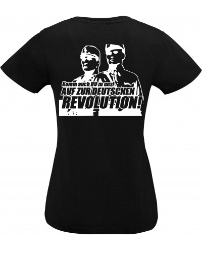 Damen V-Ausschnitt T-Shirt (Komm zur Revolution)