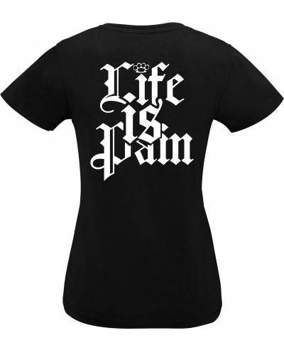 Damen V-Ausschnitt T-Shirt (Life is Pain)