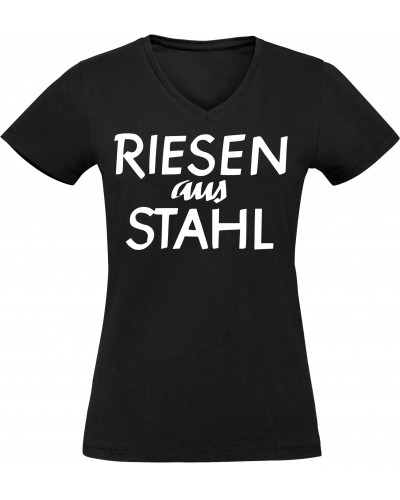 Damen V-Ausschnitt T-Shirt (Riesen aus Stahl)