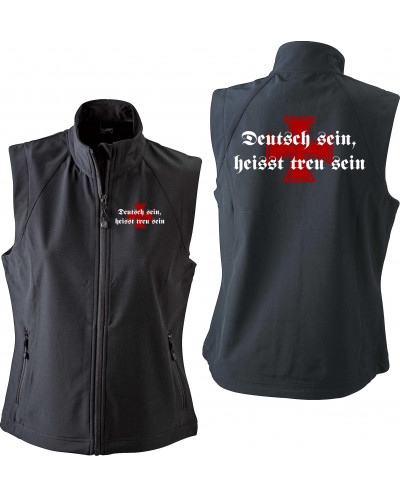 Bestickte Damen Weste (Deutsch sein, heißt treu sein)