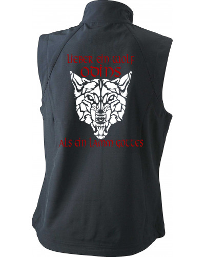 Bestickte Damen Weste (Lieber ein Wolf Odins als ein Lamm Gottes)