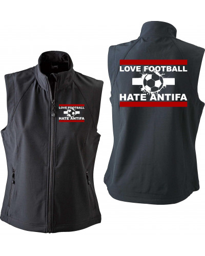 Bestickte Damen Weste (Love Football hate Antifa)