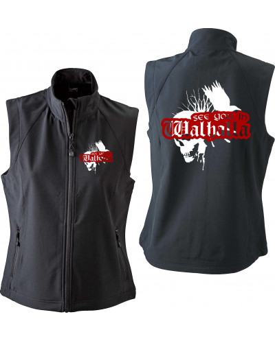 Bestickte Damen Weste (See you in Walhalla, Totenkopf)