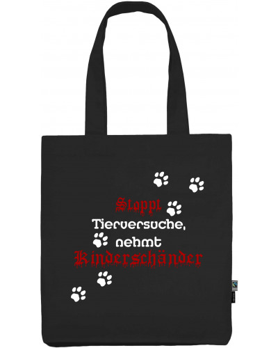 Einkaufstasche "Gerda" (Stoppt Tierversuche, nehmt Kinderschänder)