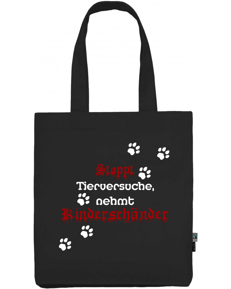Einkaufstasche "Gerda" (Stoppt Tierversuche, nehmt Kinderschänder)