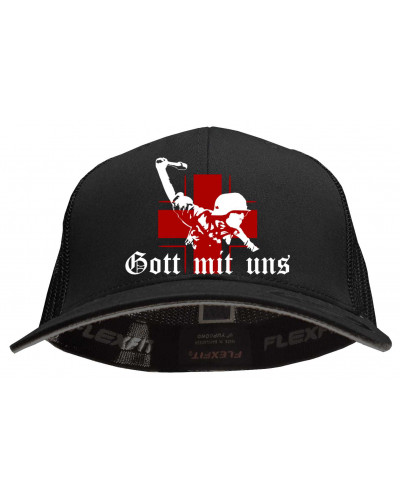 Besticktes Flexfit Basecap "Hödur" (Gott mit uns, Soldat)