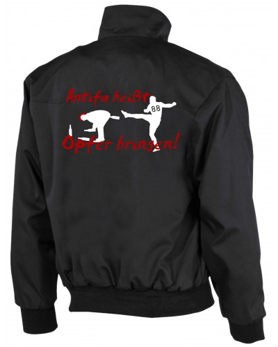 Bestickte Herren Harrington Jacke (Antifa heißt Opfer bringen)