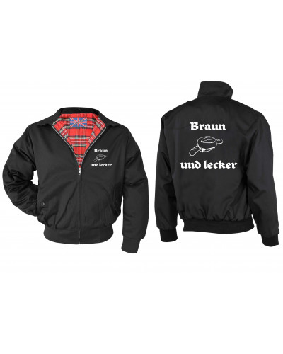 Bestickte Herren Harrington Jacke (Braun und lecker)