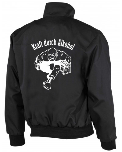 Bestickte Herren Harrington Jacke (Kraft durch Alkohol)
