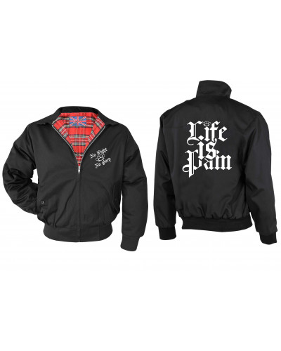 Bestickte Herren Harrington Jacke (Life is Pain)