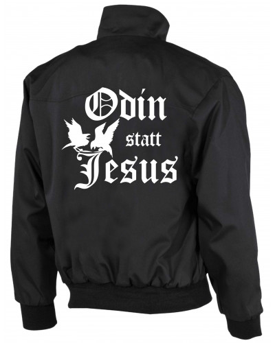 Bestickte Herren Harrington Jacke (Odin statt Jesus)
