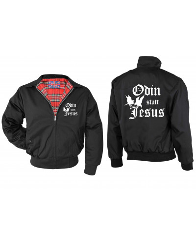 Bestickte Herren Harrington Jacke (Odin statt Jesus)