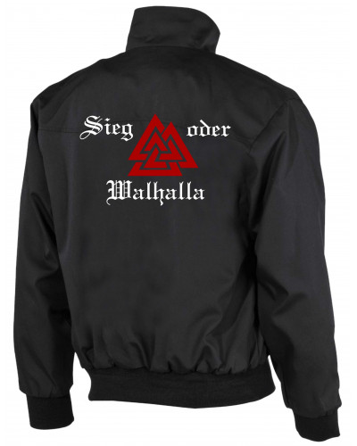 Bestickte Herren Harrington Jacke (Sieg oder Walhalla)